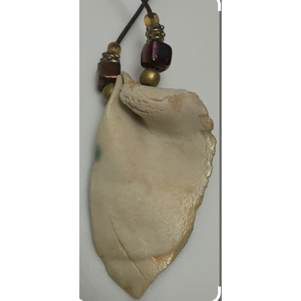 Unbranded Ceramic Shell Pendant Necklace Unisex OS Teal Brown Excellent Artisan - Picture 8 of 10